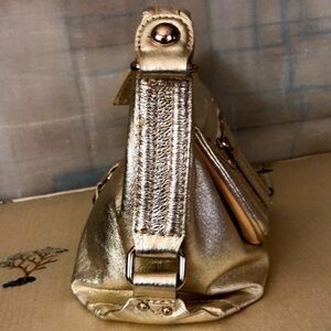 Gold Leather Baguette Bag